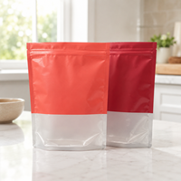 Sacs Doypack Personnalisés en PE Qualité Alimentaire, Imprimés, Anti-humidité, Transparents, Refermables avec Fermeture Éclair, Fenêtre Givrée Claire pour Salades