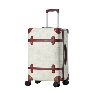 <span class=keywords><strong>Maleta</strong></span> de transporte de cuero PU hecha a mano de lujo de moda <span class=keywords><strong>antigua</strong></span> Retro Vintage, equipaje duro de tablero ligero para viajes familiares de 20 pulgadas - Product Image 1