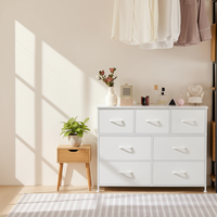 Commode de rangement classique blanche, meuble TV, 7 tiroirs de rangement en métal, structure métallique pour chambre, salon, couloir
