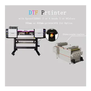 Factory supplier 650WX DTF dual i3200 printer with powder shaking machine and heat press machine