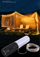 Lampe d'ambiance multifonctionnelle pour la maison et le camping 2024, 10 mètres, lampe de camping LED avec cordon, lumière rechargeable 2 en 1