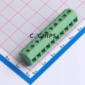 DB127S-5.08-10P-GN-S Screw Terminal Block Through hole Component (THT),P=5.08mm Connector 1x10P 5.08mm Green Through Hole - Product Image 1