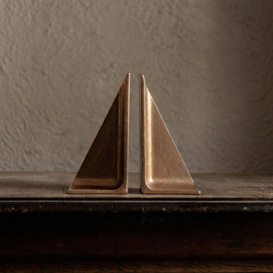 Triangle Brass <b>Bookends</b> 2Pcs Minimalist Metal Handicraft Traditional <b>Bookends</b> - Product Image 1