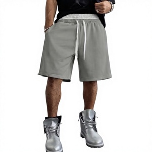 Men s Gray Cotton Bermuda Shorts With White Drawstring Mid Waist Casual Style Men s Everyday Comfort Shorts - Product Image 1