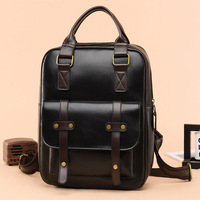Sac à dos fourre-tout vintage en cuir PU avec poignée supérieure, fermeture éclair, poche avant et intérieur spacieux pour le travail et les voyages