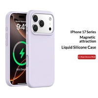 Étui magnétique pour 17 Pro, étui en silicone liquide de couleur unie avec protection intégrée des boutons, finition pulvérisée