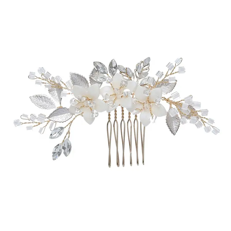 2020 Fashion Jewelry Wedding Rhinestones Women Hair Accessories Crystal Leaves Bridal Hair Pin Combs