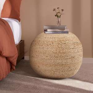New Indian Handmade Bohemian Pouf <b>100</b>% <b>Jute</b> Braided Floor Pillow Ottoman 20'' Diameter x 14'' High Hand Woven Home Decor - Product Image 2