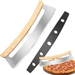 Cortador de <span class=keywords><strong>pizza</strong></span> Mango de madera Semi Redondo <span class=keywords><strong>Pizza</strong></span> Rock Acero inoxidable Corte de <span class=keywords><strong>pizza</strong></span> con cubierta protectora Cuchillo de cocina - Product Image 3