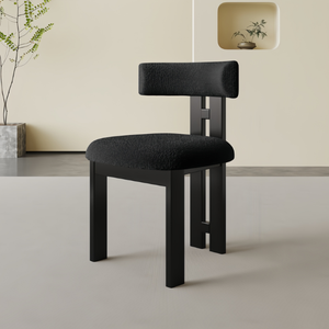 Silla de Comedor Nórdica de Madera Maciza, Tapicería de Cuero Negro Moderno, Estilo Vintage de Lujo Ligero, Ecológica y Suave para Restaurante - Product Image 2