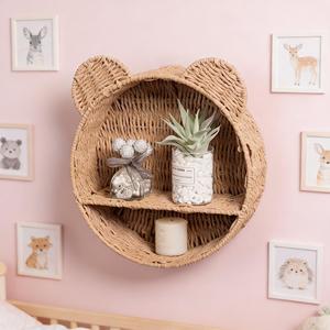 Étagère murale en rotin naturel en forme d'ours, tissée à la main au Vietnam, pour chambre d'enfant, décoration de chambre d'enfant, fabricant - Product Image 3
