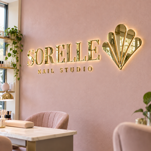 Insegna Retroilluminata Personalizzata per Salone di Bellezza, Insegna 3D in Alluminio Dorato a Specchio per Parrucchieri, Centri Estetici, Decorazione Murale per Reception - Product Image 6