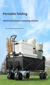 Chariot de camping pliable à 4 roues en aluminium, chariot de pique-nique à pousser à la main, chariot de camping portable, chariot de rangement de grande capacité - Product Image 5
