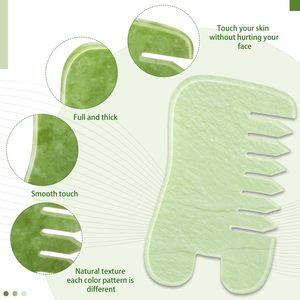 Peigne Gua Sha en jade pour massage du cuir chevelu, soin des cheveux, soin du corps, outil multifonctionnel manuel pour la relaxation, cadeau pour femmes - Product Image 3
