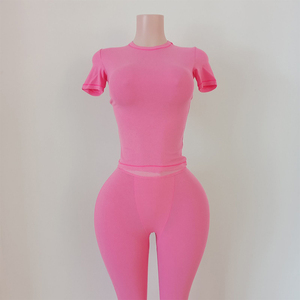2024 Benutzerdefiniertes Logo Damenkleidung Übergröße Jersey Baumwolle Gerippte Loungewear Damen-Sets Boyshorts Freizeitkleidung 2-teilige Sets für Frauen - Product Image 2