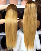 Perruque Lace Transparente 4x4 Cheveux Humains Raides Vierge Remy Ondulés Birmans, Nœuds Blanchis Pré-Pluckés Couleur Roux Gingembre 33 #