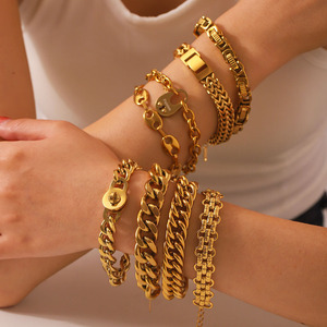 Luxurious Designs 18K PVD Gold Plated Stainless Steel Chunky Cuban Link Chain <b>Bracelet</b> | Waterproof, Hypoallergenic No Fading - Product Image 3
