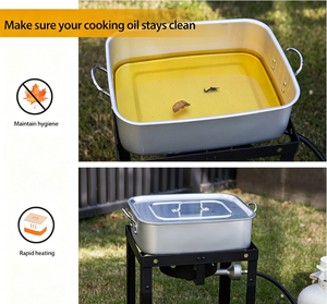 หม้อ<span class=keywords><strong>ทอด</strong></span>แก๊สสำหรับใช้งานกลางแจ้งขนาดใหญ่ 58000 BTU ความจุ 18 ควอร์ต พร้อมตะกร้า 2 ใบและฝาปิด เหมาะสำหรับทอดปลา ปีกไก่ และเฟรนช์ฟรายส์ - Product Image 3