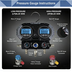 Manomètre numérique électronique pour collecteur de pression HVAC, testeur de pression de <span class=keywords><strong>recharge</strong></span> de réfrigérant, compatible R410A/R22, avec tuyau de 1,5 m et corps en aluminium - Product Image 2