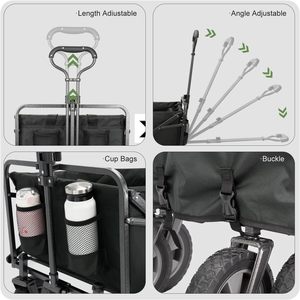 Garden Folding Carry Trolley <strong>Foldable</strong> Utility Heavy Duty Camping <strong>Beach</strong> Cart Collapsible Kids Outdoor Stroller <strong>Wagon</strong> FW80B - Product Image 4
