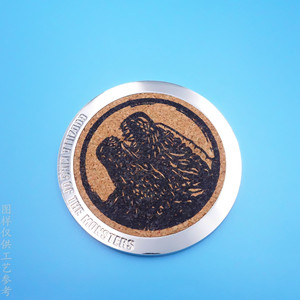 Round Metal <b>Coaster</b> Zinc Alloy <b>Cork</b> Base Anti Slip Heat Insulation With Cartoon Pattern For Tea Drink Protection - Product Image 4