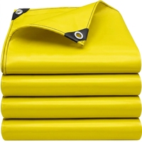 Bâche en PVC robuste imperméable jaune-vert avec œillets et bords renforcés, résistante aux UV, aux déchirures et à la décoloration