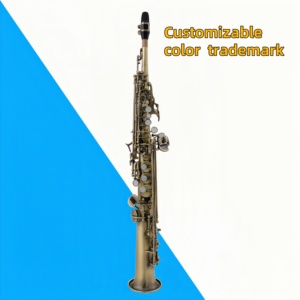 Ventes directes d'usine de saxophone <span class=keywords><strong>soprano</strong></span> à tube droit en sib aigu mâle en laiton avec apparence antique - Product Image 2