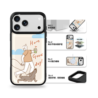 Coque de téléphone AG Feeling Black Edge avec motif Gilding Walk the Dog pour iPhone 17, 17 Pro Max, 16 Pro, 15 – Coque magnétique