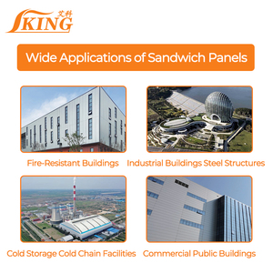 Panel de <span class=keywords><strong>Techo</strong></span> Sándwich de Lana Mineral ISOKING, Estructura de Acero, Resistente al Fuego, <span class=keywords><strong>Aislamiento</strong></span> Térmico para Almacenes, Exteriores y Paredes - Product Image 5
