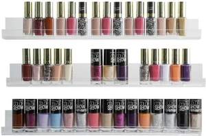 Organizzatore di cosmetici con montaggio a parete in acrilico: porta Palette per il trucco e smalto per unghie in Gel. Forte, Set di 3 scaffali salvaspazio. - Product Image 2