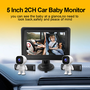 Monitor de Bebé para Auto con Cámara en Forma de Astronauta - Cámara de Vigilancia de Seguridad de 5 Pulgadas con Visión Nocturna para 2 Niños YB-502CA-AST 5 Pulgadas - Product Image 2