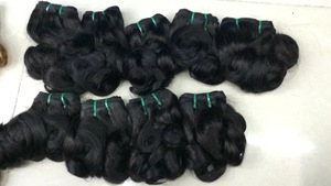 Mèches de cheveux vierges vietnamiens, tissage de cheveux humains, ondulations rebondissantes, double trame, double épaisseur, noir naturel - Product Image 2