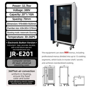 Four à vapeur entièrement en acier inoxydable avec fonction de nettoyage automatique et coins arrondis | Usage commercial - Product Image 2