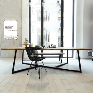 Bàn hội nghị sắt gỗ rắn phong cách Mỹ dài đơn giản hiện đại đào tạo đàm phán bàn ghế công nghiệp gác xép bàn ăn - Product Image 4