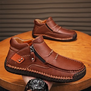 Popolari <span class=keywords><strong>Scarpe</strong></span> da <span class=keywords><strong>Uomo</strong></span> di <span class=keywords><strong>Grandi</strong></span> Dimensioni, <span class=keywords><strong>Scarpe</strong></span> Casual in Pelle per Esterno, Stivali alla Moda a Metà Polpaccio, Stivaletti Morbidi Autunno-Inverno - Product Image 3