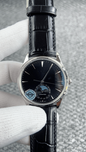 Men's Automatic Mechanical Watch with Moon Phase <b>Calendar</b> Leather Strap Polished Metal Case for Formal Business Meetings - Product Image 2