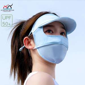 Masque facial intégral tendance pour femme en soie glacée, protection UV, respirant, avec visière solaire - Product Image 4