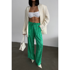 Pantalones de Satén Jacquard para Mujer, Color Verde, Talla XL, Transpirables, Formales, de Oficina, a la Moda, con Cintura Elástica, Tejidos para Otoño - Product Image 6