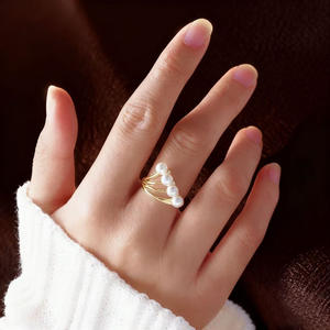 Base para Anillo de Plata S925 con Accesorios de Perlas DIY 10767, Base para Joyería de Plata de Moda con Cuentas Redondas Planas de 11-13 mm - Product Image 1