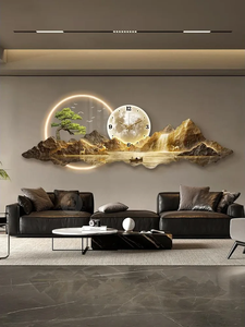 Tranh treo tường đồng hồ sáng tạo trang trí nhà cửa tranh mặt trăng acrylic nghệ thuật treo tường đèn LED - Product Image 5