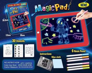 Tablette de dessin lumineuse magique pour enfants, ensemble de blocs-notes fluorescents 3D - Product Image 2