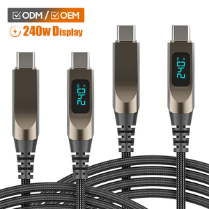 Cavi Flessibili USB-C a USB-C da <span class=keywords><strong>2M</strong></span> e 1.<span class=keywords><strong>2M</strong></span>, 240W PD3.1, Ricarica Rapida, Display LED Digitale, Accessori in Zinco per Telefoni Cellulari - Product Image 1