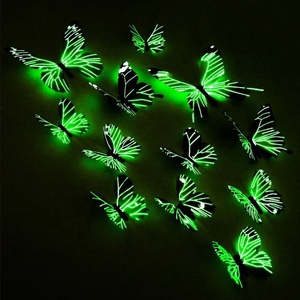 Nouveau 12 pièces 3D papillon lumineux Sticker mural moderne bricolage décorations pour la <span class=keywords><strong>maison</strong></span> papier créatif Art mural à la mode idée cadeau - Product Image 4