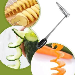 Lame de coupe en spirale pour concombre, carotte, pomme de terre, couteau à légumes en spirale, outil de cuisine, boucleur en acier inoxydable, accessoire de cuisine portatif - Product Image 4