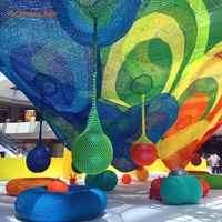 Red de Juego Infantil Portátil Tejida a Mano Ropecube, Red de Arcoíris para Centros Comerciales, Parques de Aventuras, Equipo de Juego Interior para Niños