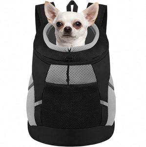 Sac à dos de transport pour chien, échantillon gratuit, pour petits chiens, respirant, design avec ouverture pour la tête, avec réflecteurs, sac à dos de transport sécurisé pour animaux de compagnie - Product Image 1