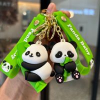 Porte-clés personnalisable en PVC motif panda de dessin animé, pendentif mignon pour couple, porte-monnaie, cadeau promotionnel pour machine à attraper les cadeaux de vacances