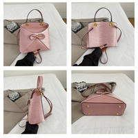 Nouveau Sac à Main Élégant pour Femme, Imperméable en PU, Motif Crocodile Rétro, avec Nœud, Fermeture Éclair Vintage, Sac à Bandoulière