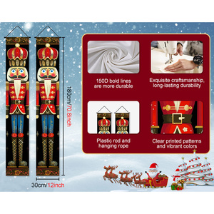 2025 Mới Nhất Giáng Sinh Trang Trí Ngoài Trời Hiên Dấu Hiệu Giáng Sinh Vui Vẻ Cửa Biểu Ngữ Treo Xách Tay Có Thể Gập Lại Polyester Cờ - Product Image 4