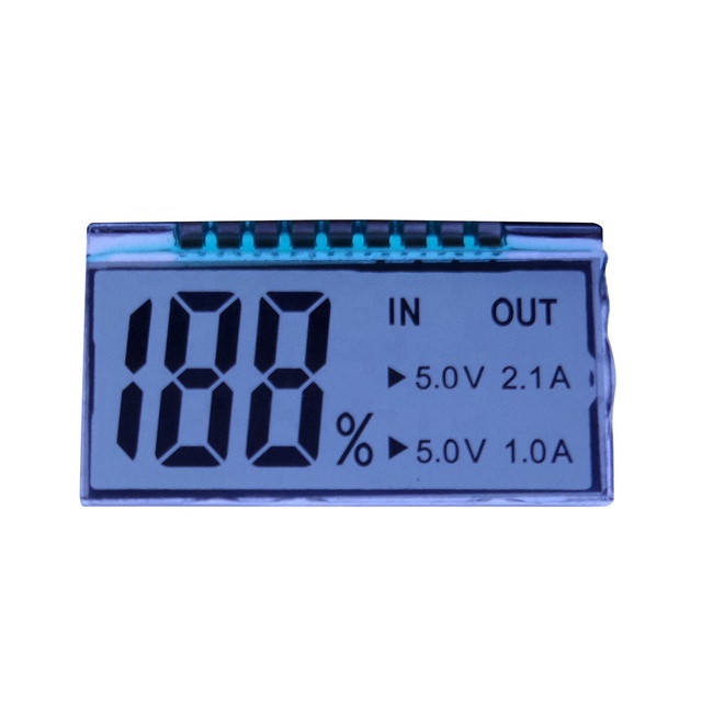 9 pin sunlight readable micro 7 segment TN lcd screen module for power Bank